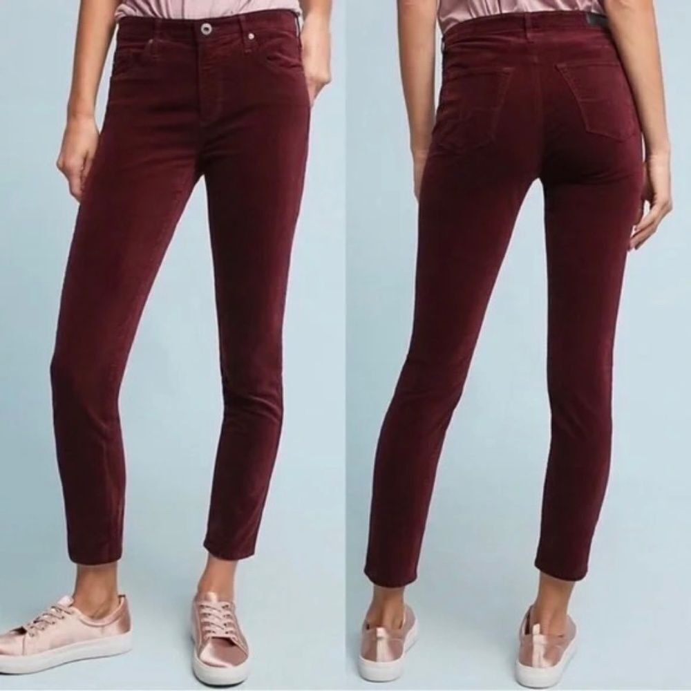Adriano Goldschmied AG The Stevie Wine Velvet Textured Slim Straight Jea…